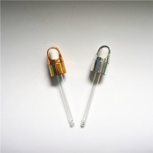5-20pcs Gold/silver Essential Oil Bottles Cap 18/410 Glue Head Dropper Lid Flower Basket Dropper Cap with Pipe Glass Bottle