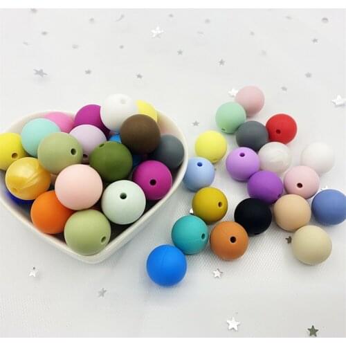 50pcs 15mm Silicone Beads Baby Teething round Beads Pacifier Chain DIY toys Silicon Teether BPA Free Bracelet necklace kids