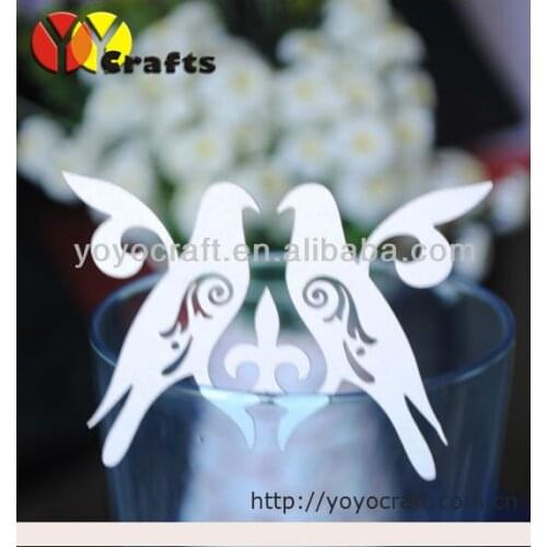 Alibaba wedding decoration supplier love bird shape laser cutting wedding invitation card place card