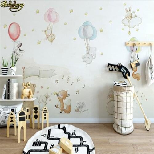 Beibehang custom Cartoon cute animal balloon wallpaper for walls 3 d 3D photo wall paper for children room background home decor