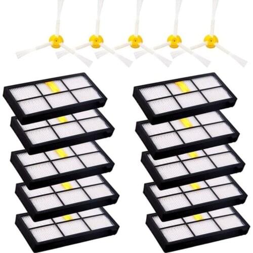 For iRobot Roomba 880 980 860 960 5pcs Roomba Side Brushes & 10pcs Roomba HEPA Filters Roomba Robotics Vacuum Cleaners Access