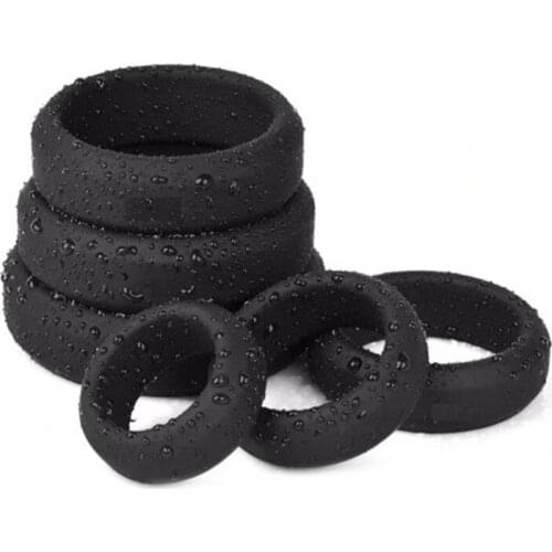 6 size options black silicone strong erect penis ring Rooster ring Ball stretcher male delay ejaculation adult sex toys durable