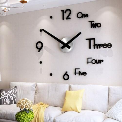 DIY Digital Wall Clock 3D Sticker Modern Design Large Silent Clock Home Office Decor Wall Watch for Living Room Decoration