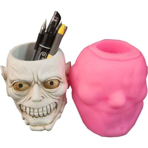 Halloween Skull Flowerpot Epoxy Resin Mold Aromatherapy Plaster Casting Silicone Mould DIY Crafts Plant Pot Pen Holder Making To
