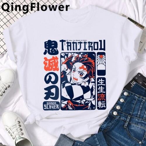 Demon Slayer Inosuke Nezuko Anime Rengoku Zenitsu Kimetsu No Yaiba top tees male couple clothes grunge white t shirt