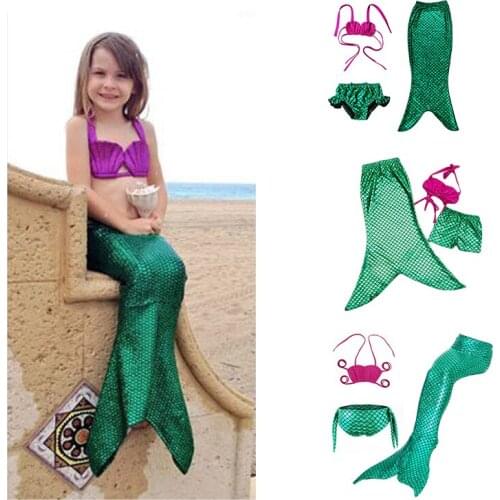 Girls Cosplay Mermaid Tails Swimming Dresses Kids Summer Beachwear Little Children Mermaid Swimsuit for Kids Swimmable Costumes