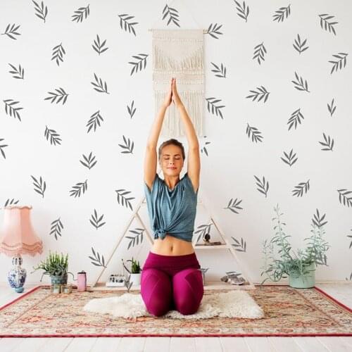 Wild Flowers Twigs Leaf Wall Sticker Nursery Kids Room Jungle Nature Tree Flora Leaves Yoga Wall Decal Playroom Vinyl Decor