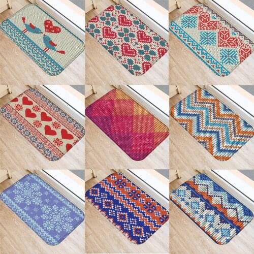 Geometric Anti-slip Doormat Kitchen Heart Birds Bedroon Bath Floor Mats Carpet Home Entrance Rugs 40*60cm
