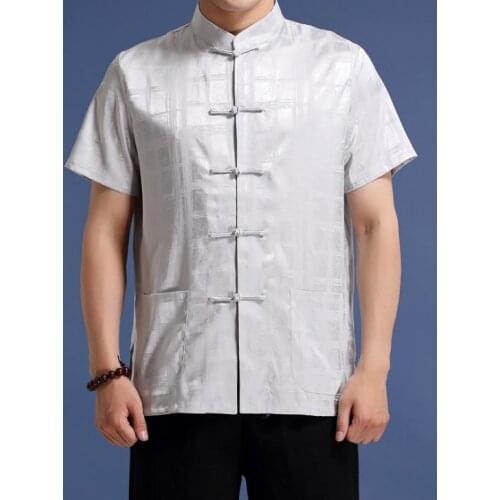 Summer middle-aged Chinese tunic suit man thin jacket men blazer Short sleeve coats mens Tang suit Chinese style stand collar