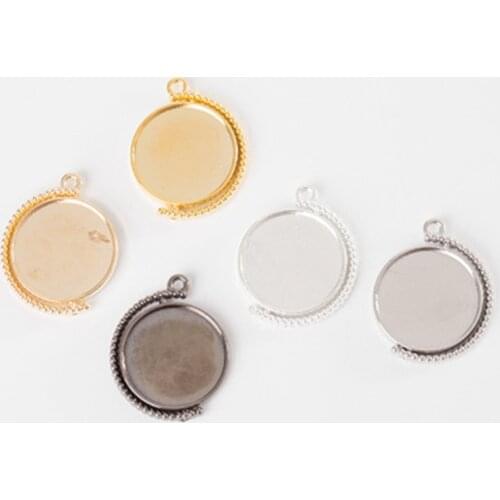 10pcs 25mm Round Cabochons Base Blanks Pendant Settings Double Side Rotation Glass Cameo Bezel Tray Necklace Jewelry Accessories