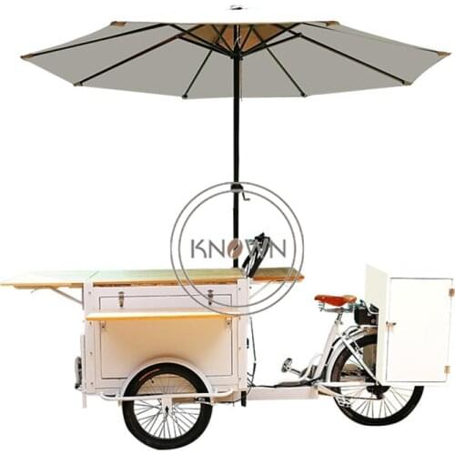New Street Pedal Coffee Tricycle for Adult Snack Food Vending Cart Mobile Cargo Bike Bicycle for Sale