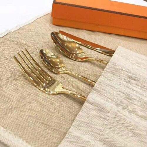 Luxury fork spoon knife 4-piece set with box tableware Holiday Party Wedding Gift kitchen home tableware set