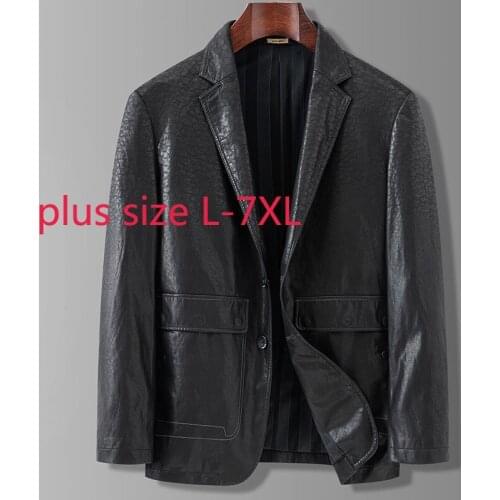 New Arrival Fashion Autumn And Winter Young Men Oversized Suit Collar Leather Jacket Plus Size L XL 2XL 3XL 4XL 5XL 6XL 7XL