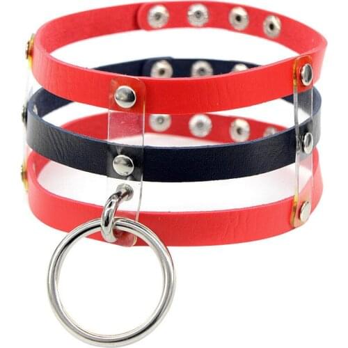 New Round Circle Rivet Punk Spike Metal Collar Leather Harness Choker Necklace for Women Party Chockers Necklaces Gothic Jewelry