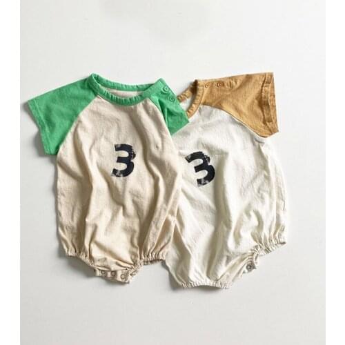 Summer Baby Clothes Unisex Bodysuits Newborn Baby Girls Clothes Partchwork Color Infant Boys Jumpsuits QZ054