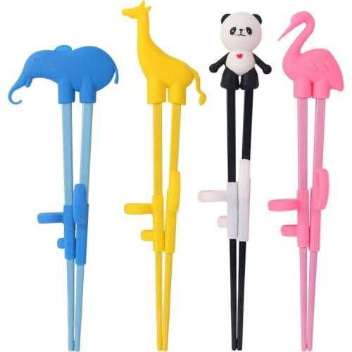 4PCS Set Children Practice Chopsticks Baby Animal Suit Beginner Flamingo Panda Owl Finger Learning Chopstick Palillos Japoneses