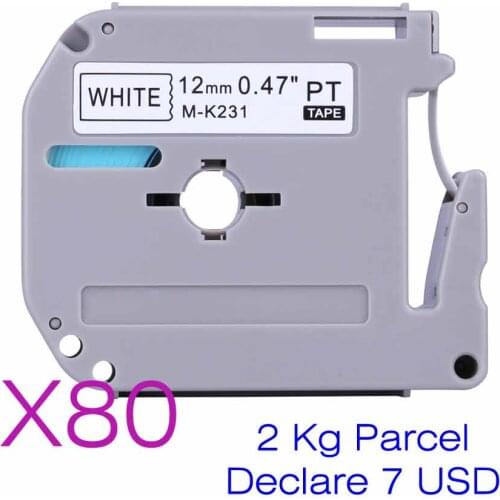 80pcs MK231 12 mmx 8m Label Tapes for Brother P Touch PT-85 PT-75 PT-BB4 PT-55 p touch h110 tape brother p touch label printer