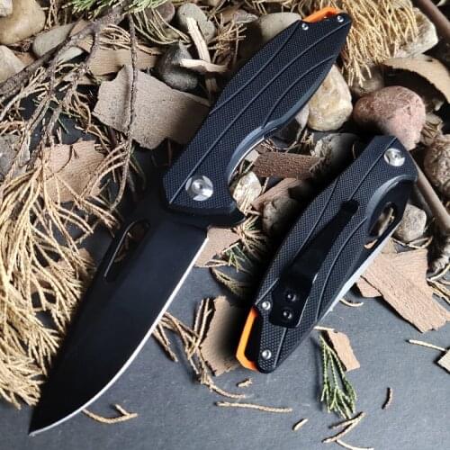 G10 Handle Ball Shaft Black Folding Knife D2 Steel Blade High Quality Portable Camping Self-Defense Collection Gift Tools Knifes