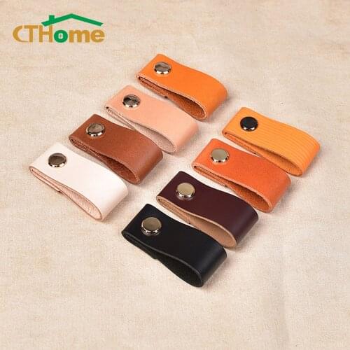 Drawer Pulls Single Hole Creative Nordic Wardrobe Handles Cabinet Leather Door Handle Anti-Collision Furniture Kitchen Knobs