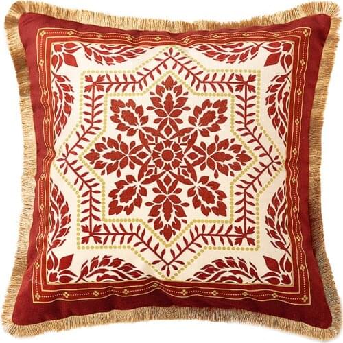 Merry Christmas Pillow Case Reindeer Snow Cushion Cover Velvet Sofa Bed Throw Cushion Cover Decoration Square Red