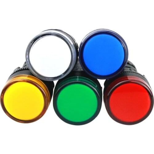 22mmIndicator Signal Lamp Light Waterproof ad16-22ds AC/DC 12V 24V 110V 220V 380V Red Green Yellow Blue White LED