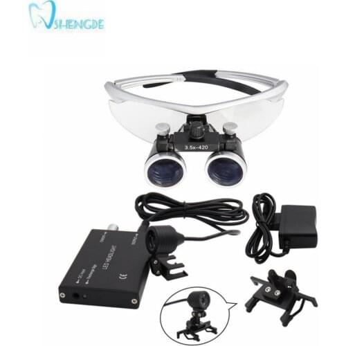 Dental Loupes Dental Magnifier Dental Lab Medical Loupes Magnification Binocular 3.5x Headlight Headlamp 3W/5W Seperately
