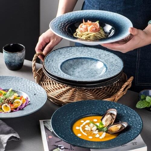 Shaped Honeycomb Straw Hat Plates Japanese Ceramic Deep Plates Nordic Creative Western Food Vegetable Fruit Salad Pasta Plates