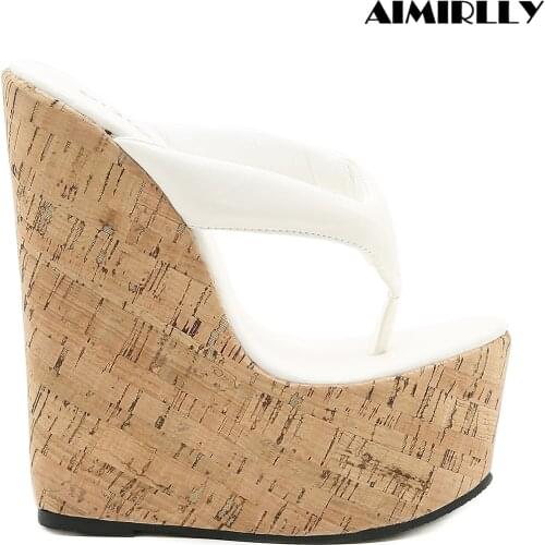 Womens Wedge Sandals & Platform Flip Flops Shoes Open Toe High Heels Mules Slipper Summer Casual Footwear Comfort Slip On