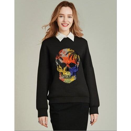 Womens Diamond stone Skull sweatshirts Hoodies Long Sleeve Ladies Womens Hoodies Pullover For Women Regular sweatshirt