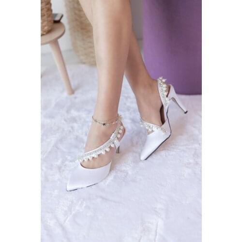 Heels Women Shoes Dresses Satin Crystal Shoes