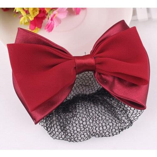 1Pcs Tulle Bowknot Bun Snood Women Hairgrips Hair Accessories Stylish Floral Lace Satin Bow Barrette Lady Hair Clip Cover Net