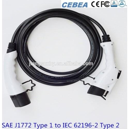 16A type 1 to type 2 EV charging connector 5m cable for Electrice car