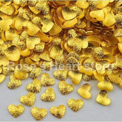 500PCS gold frosted heart shape metal 3d Nail Art Decorations studs Nail Rhinestone beauty nails DIY Manicure tools 3mm 4mm