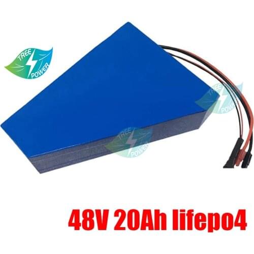 48V 20Ah LiFepo4 battery pack triangle shape with BMS for 48V 1000w electric bike bicycle E-bike scooter +3A Charger