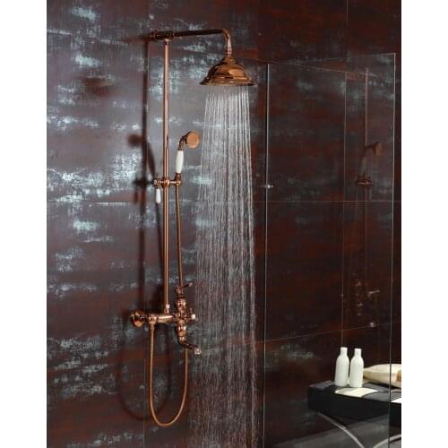 Free ship Rose Gold Pvd clour Waterfall Rainfall shower tub faucet mixer tap with handshower
