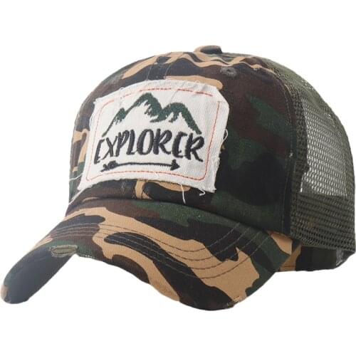Washed Mesh Baseball Caps Breathable Embroidered Camouflage Cap Summer New Outdoor Snapback Hat Retro Cotton Unisex Trucker Hat