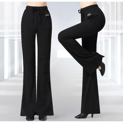 Latin Dance Pants Women High Waist Black Trousers Flamengo Salsa Tango Samba Dancing Clothes Ballroom Practice Clothes DQS4627