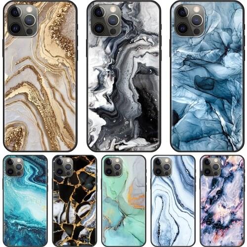 Landscape Ink Marble Shell Smartphone Cover For iPhone 12 Pro 11 Pro Max XS Max XR X 7 8 Plus 12Mini SE 2020 Case