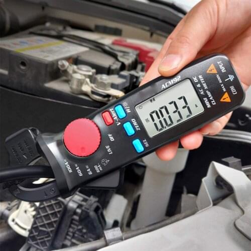 DC Clamp Meter 6000 Counts Digital Multimeter Amp Voltage Frequency Resistance Live Check V-Alert Tester with Back Clip