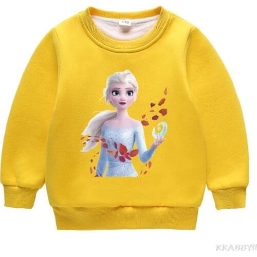 Disney Frozen Kids Sweatshirts Girls Cartoon Frozen Long Sleeve T-shirts 100% Cotton Children Loose T-shirt Tees Tops Clothing