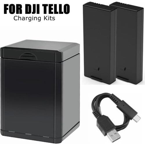For DJI Tello Flight Battery+Tello Battery Storage Box Charger Hub+Charging Case Cable Kits For DJI Drone Tello Accessories