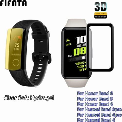 FIFATA 2Pcs 3D Curved Edge / Soft Hydrogel Film For Huawei Honor Band 6 / 5 / 4 / 3 Pro/4 Pro Screen Protector Film (Not Glass)