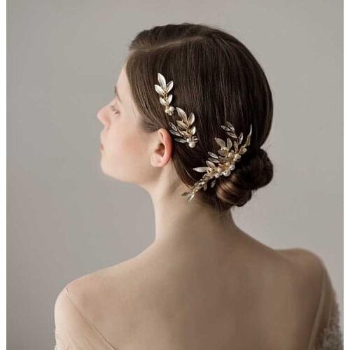 Handmade Crystal Rhinestone Freshwater Pearls Flower Bridal Hair Comb Hair Pin Set Wedding Hair Accessory Women Jewelry