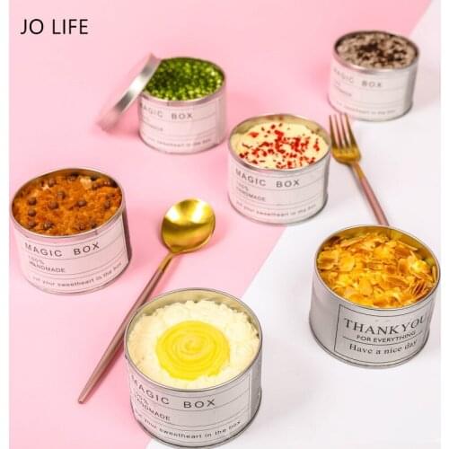 JO LIFE Tinplate Mousse Dessert Tin Magic Box Spice Sauce Storage Container Jar With Transparent Stainless Steel Lid