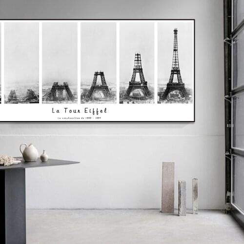 Canvas Painting Eiffel Tower History Black And White Architecture Prints Poster Wa Art Picture For Living Room Home Decoration