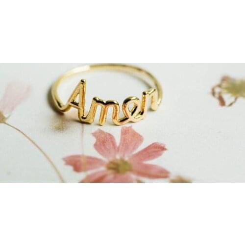 30pcs/Lot Amen script Letter ring, Prayer ring Alphabetic ring Word ring For Female ring Male ring wholesale