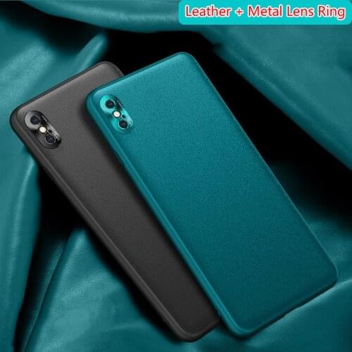 Leather Metal Camera lens protection Phone case For iphone X XS MAX XR 7 8 Plus SE 2020 Lens Film Ring Protect Case shell Fundas