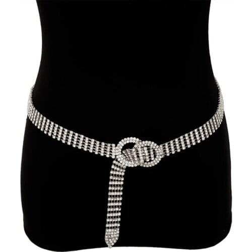 2021 summer wholesale 5 pieces of exquisite crystal wide waist chain body chain fashion punk style girl jewelry
