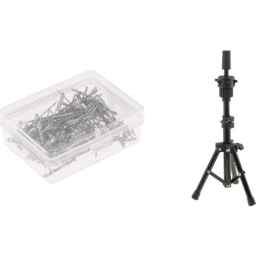 Mannequin Head Tripod Hairdresser Stand Wigs Mold Holder+T Pins