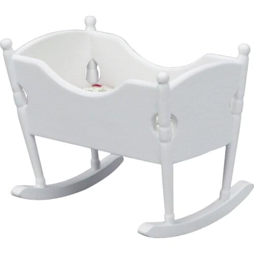 1/12 Scale Mini Wood Bassinet Simulation Living Room Furniture Scenery